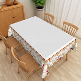 Aperturee - Aperturee Autumn Pumpkin Patch Rectangle Tablecloth with Fall Leaf Pattern for Thanksgiving and Harvest Dinner